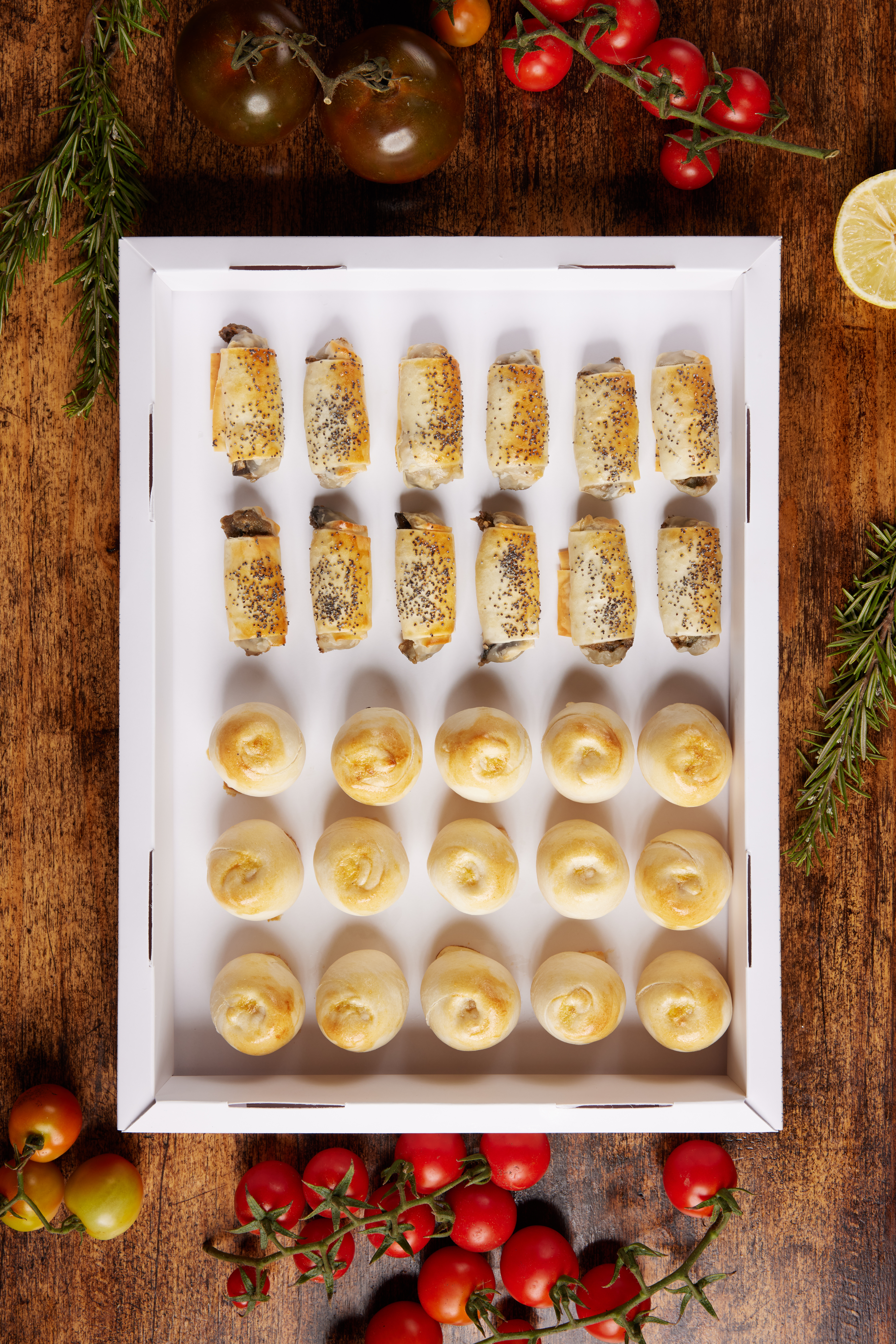Knishes de Papa & Fingers de Berenjena Ahumada